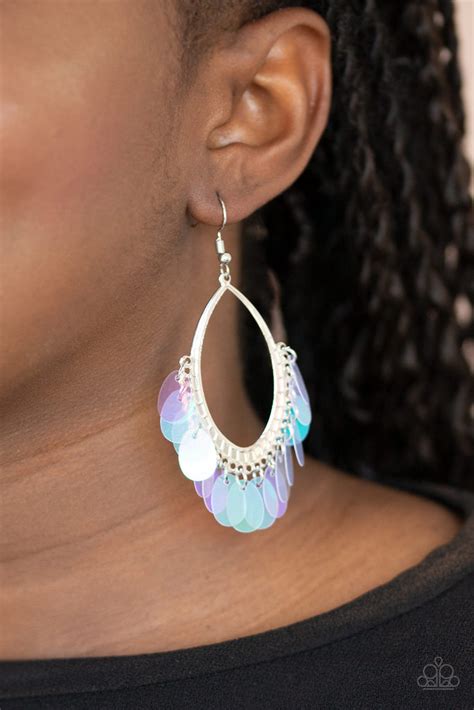 Sold Out - Wide Curves Ahead - Multi <strong>Iridescent Earrings</strong>. . Paparazzi iridescent earrings